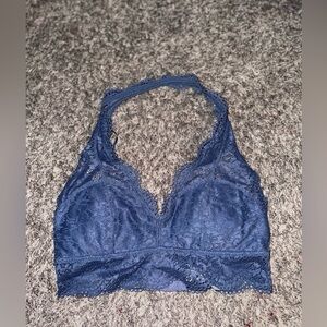 Women’s Aerie Blue Lace Halter Floral Top Bralette Size Small